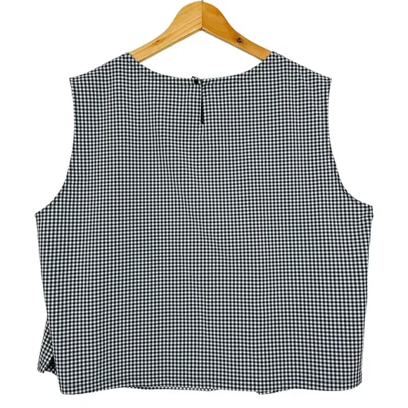 Wayre Shift & Snap Gingham Sleeveless No Iron Travel Cropped Tank Top Blouse - Picture 9 of 13